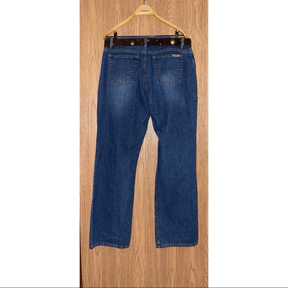 Zena Vintage Western Floral Embroidered Jeans with Medallion Suede Belt Size 16 - Picture 4 of 7